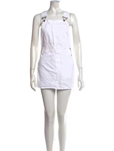 Pre-owned Re/done Square Neckline Mini Dress In White