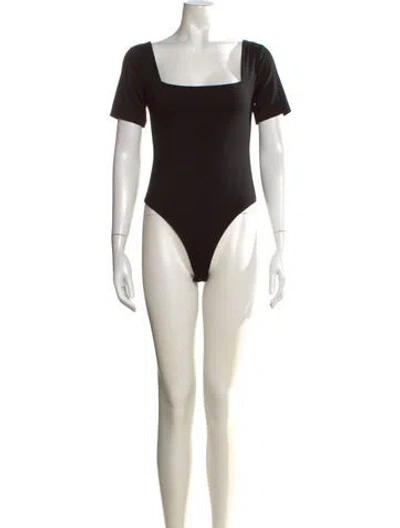 Pre-owned Re/done Square Neckline Short Sleeve Bodysuit In Black