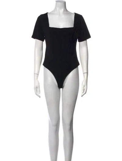 Pre-owned Re/done Square Neckline Short Sleeve Bodysuit In Black