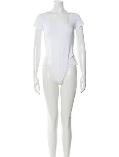 Pre-owned Re/done Square Neckline Short Sleeve Bodysuit In White