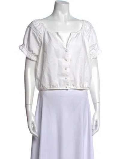 Pre-owned Re/done Square Neckline Short Sleeve Crop Top In Neutrals
