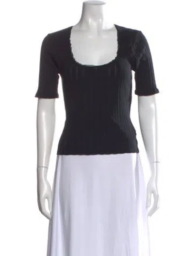 Pre-owned Re/done Square Neckline Short Sleeve Top In Black