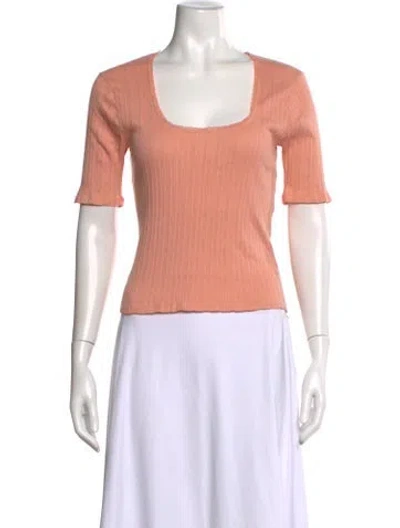 Pre-owned Re/done Square Neckline Short Sleeve Top In Pink