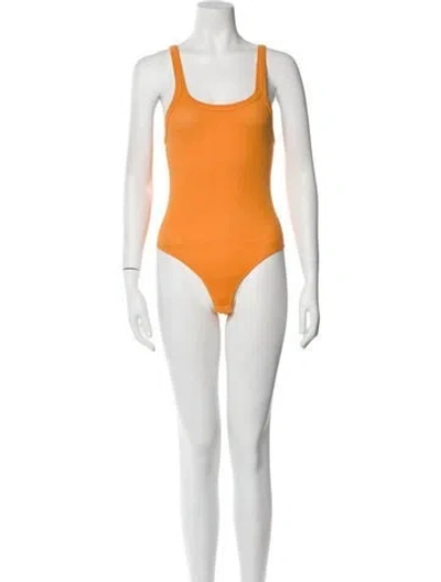 Pre-owned Re/done Square Neckline Sleeveless Bodysuit In Yellow