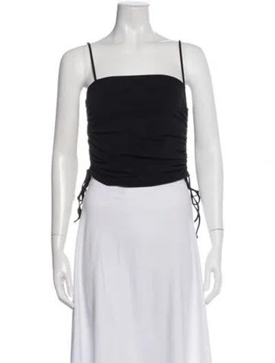 Pre-owned Re/done Square Neckline Sleeveless Crop Top In Black