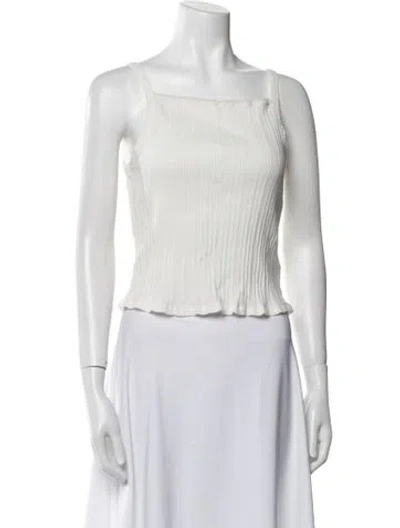 Pre-owned Re/done Square Neckline Sleeveless Crop Top In White