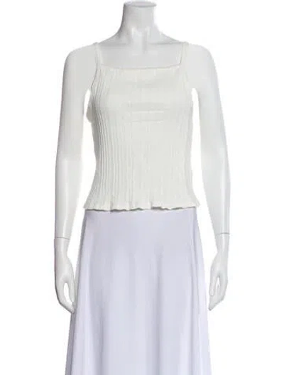 Pre-owned Re/done Square Neckline Sleeveless Crop Top In White