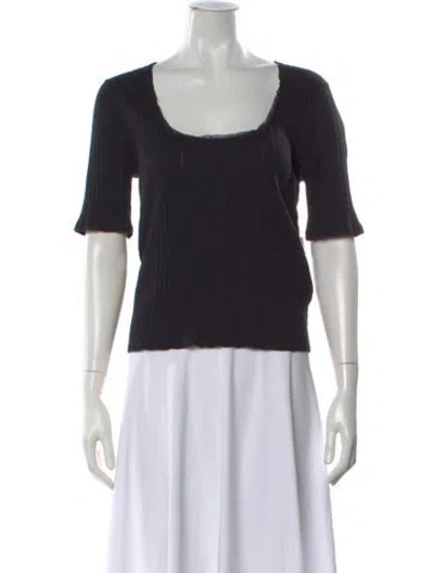 Pre-owned Re/done Square Neckline Three-quarter Sleeve Top In Black