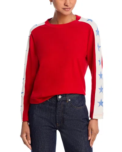 Re/done Star Contrast Long Sleeve Tee In Red