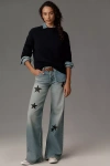 Re/done Star-embellished Mid-rise Wide-leg Jeans In Blue