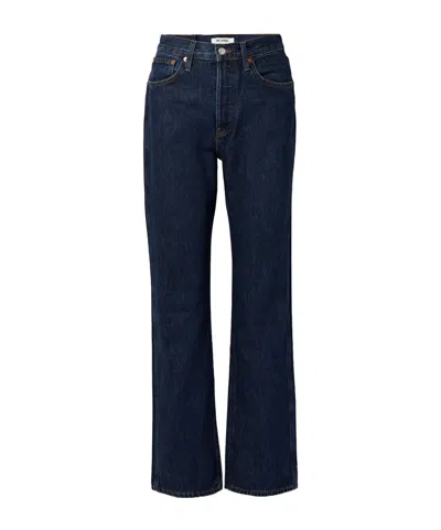 Re/done Straight High Waist Jeans In Blue