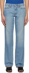 Re/done 90s Distressed High-rise Straight-leg Organic Jeans In Blue