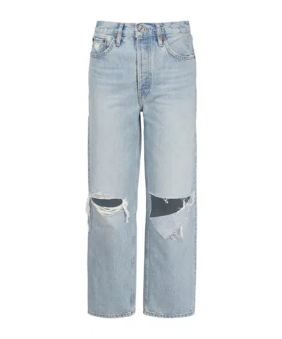 Re/done Straight-leg Distressed Jeans In Blue