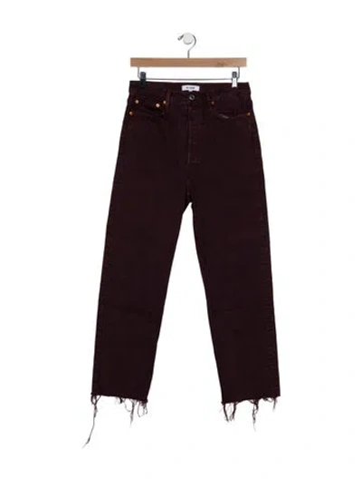 Pre-owned Re/done Straight Leg Pants In Burgundy