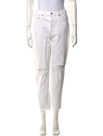 Pre-owned Re/done Straight Leg Pants In White