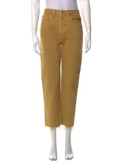 Pre-owned Re/done Straight Leg Pants In Yellow