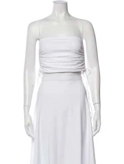 Pre-owned Re/done Strapless Crop Top In White