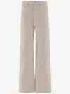 Re/done Beige Stretch Cotton Pants In Neutral