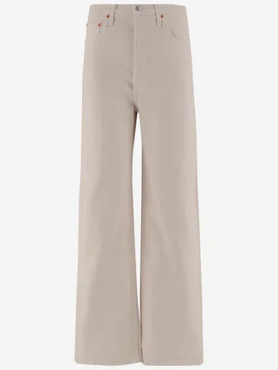 Re/done Stretch Cotton Pants In Neutral