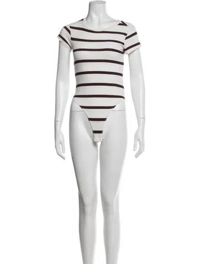 Pre-owned Re/done Striped Crew Neck Bodysuit In White