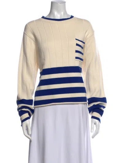 Pre-owned Re/done Striped Crew Neck Sweatshirt In Neutrals
