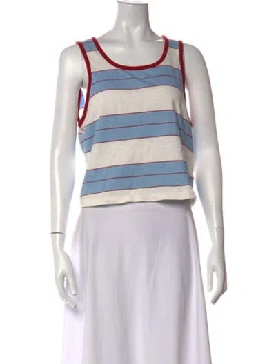 Pre-owned Re/done Striped Crew Neck Top In White