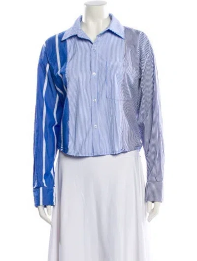Pre-owned Re/done Striped Long Sleeve Button-up Top In Multi