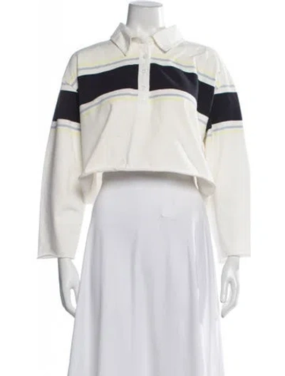 Pre-owned Re/done Striped Long Sleeve Polo W/ Tags In White