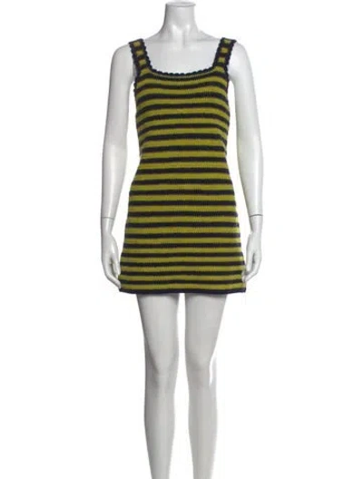 Pre-owned Re/done Striped Mini Dress In Green