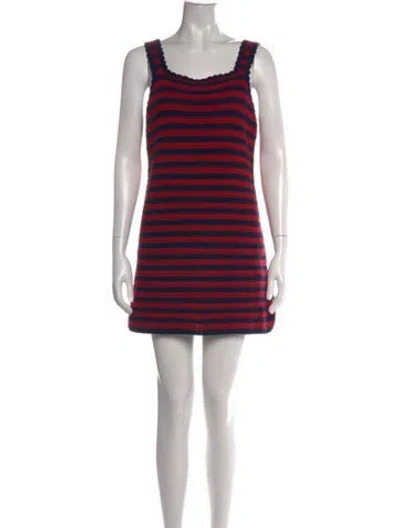 Pre-owned Re/done Striped Mini Dress In Red