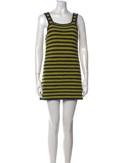 Pre-owned Re/done Striped Mini Dress In Yellow