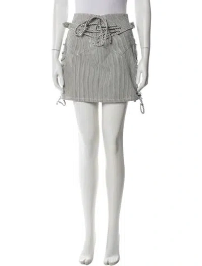 Pre-owned Re/done Striped Mini Skirt In White