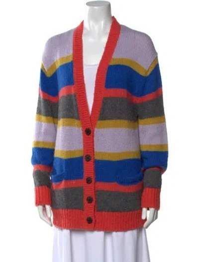 Pre-owned Re/done Striped Open Front Sweater In Orange