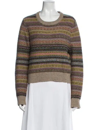 Pre-owned Re/done Striped Scoop Neck Sweater In Neutral