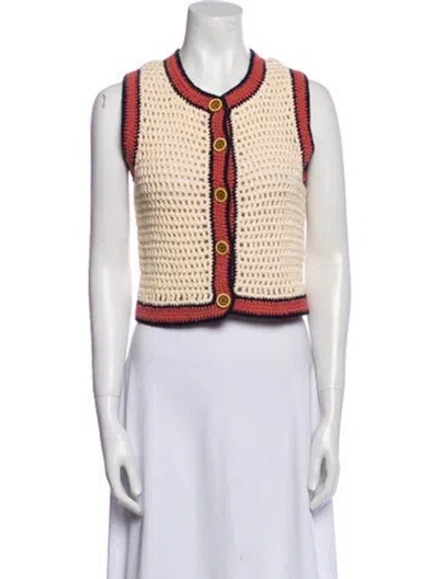 Pre-owned Re/done Striped Scoop Neck Sweater In White