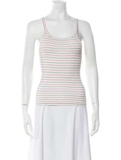 Pre-owned Re/done Striped Scoop Neck Top In White