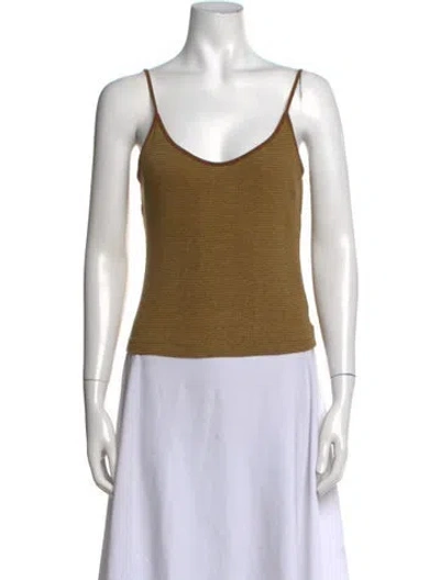 Pre-owned Re/done Striped Scoop Neck Top In Yellow
