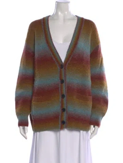 Pre-owned Re/done Striped V-neck Sweater In Brown