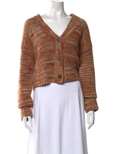 Pre-owned Re/done Striped V-neck Sweater In Brown