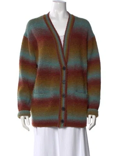 Pre-owned Re/done Striped V-neck Sweater In Neutral