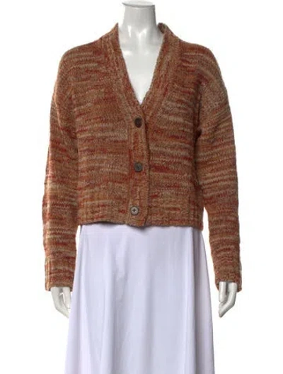Pre-owned Re/done Striped V-neck Sweater In Orange