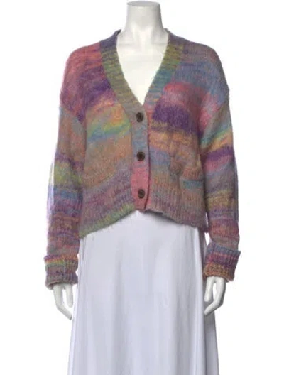 Pre-owned Re/done Striped V-neck Sweater In Orange/purple