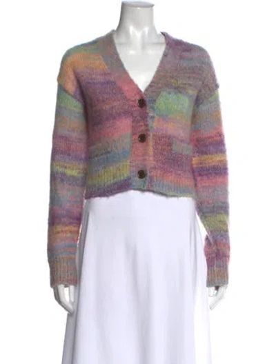 Pre-owned Re/done Striped V-neck Sweater In Pink