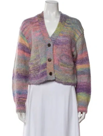 Pre-owned Re/done Striped V-neck Sweater In Purple