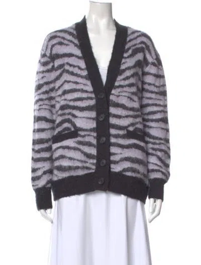 Pre-owned Re/done Striped V-neck Sweater In Purple