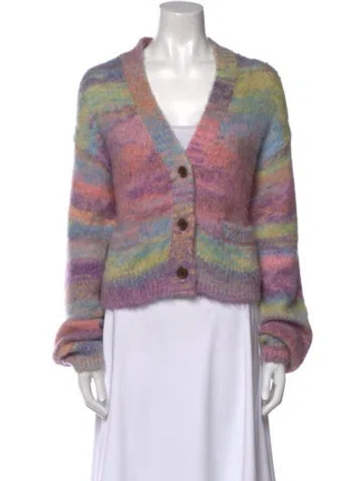 Pre-owned Re/done Striped V-neck Sweater In Purple
