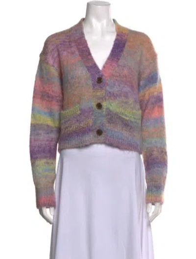 Pre-owned Re/done Striped V-neck Sweater In Purple