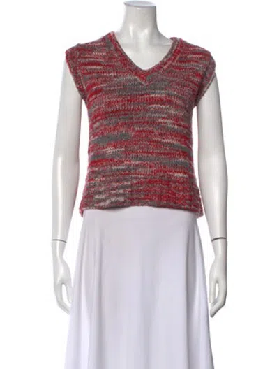 Pre-owned Re/done Striped V-neck Sweater In Red