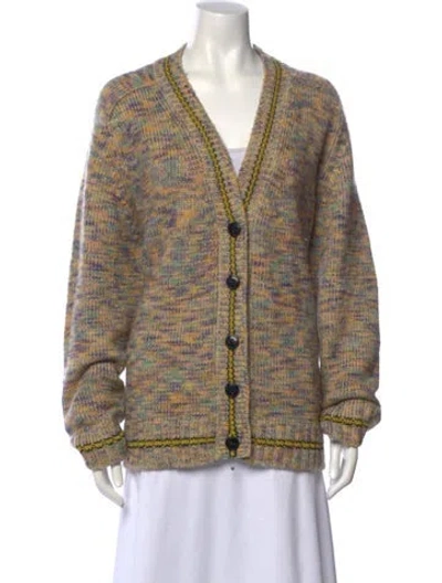 Pre-owned Re/done Striped V-neck Sweater In Yellow