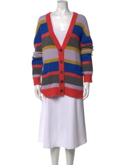 Pre-owned Re/done Striped V-neck Sweater In Yellow